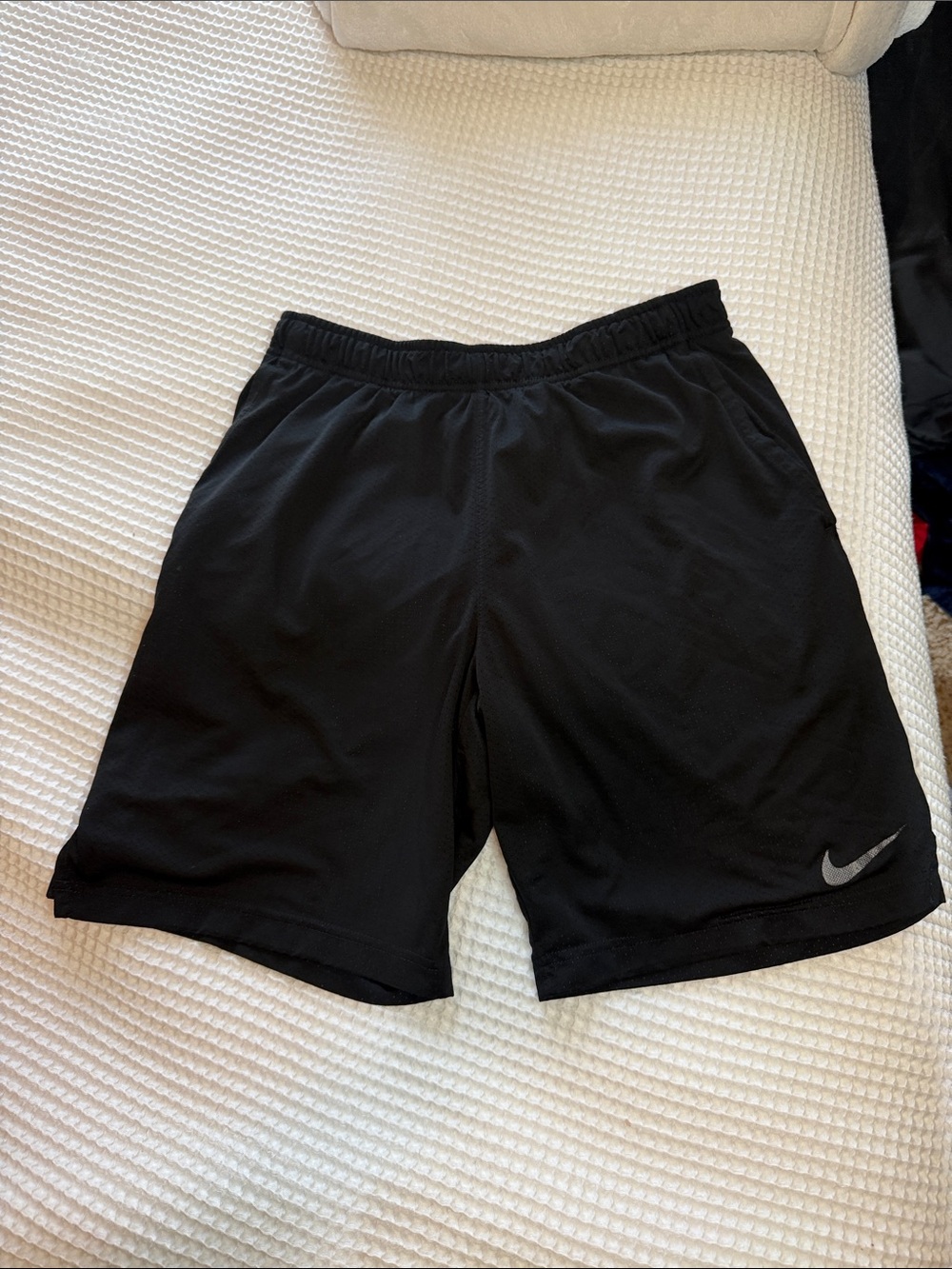 Nike Black Athletic Shorts with Reflective Silver Swoosh